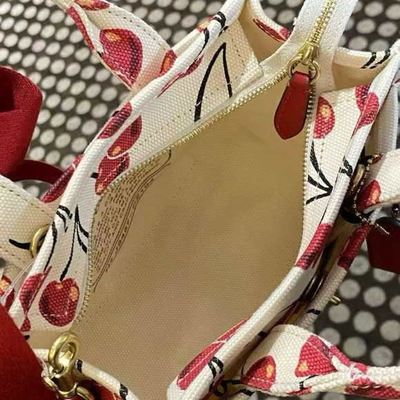 NWT Coach Cargo Mini Cherry Print Canvas Tote Bag 20 - Picture 16 of 17